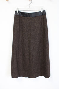 Liz Claiborne Studio Brown Wool Blend Long Skirt | 4 Petite