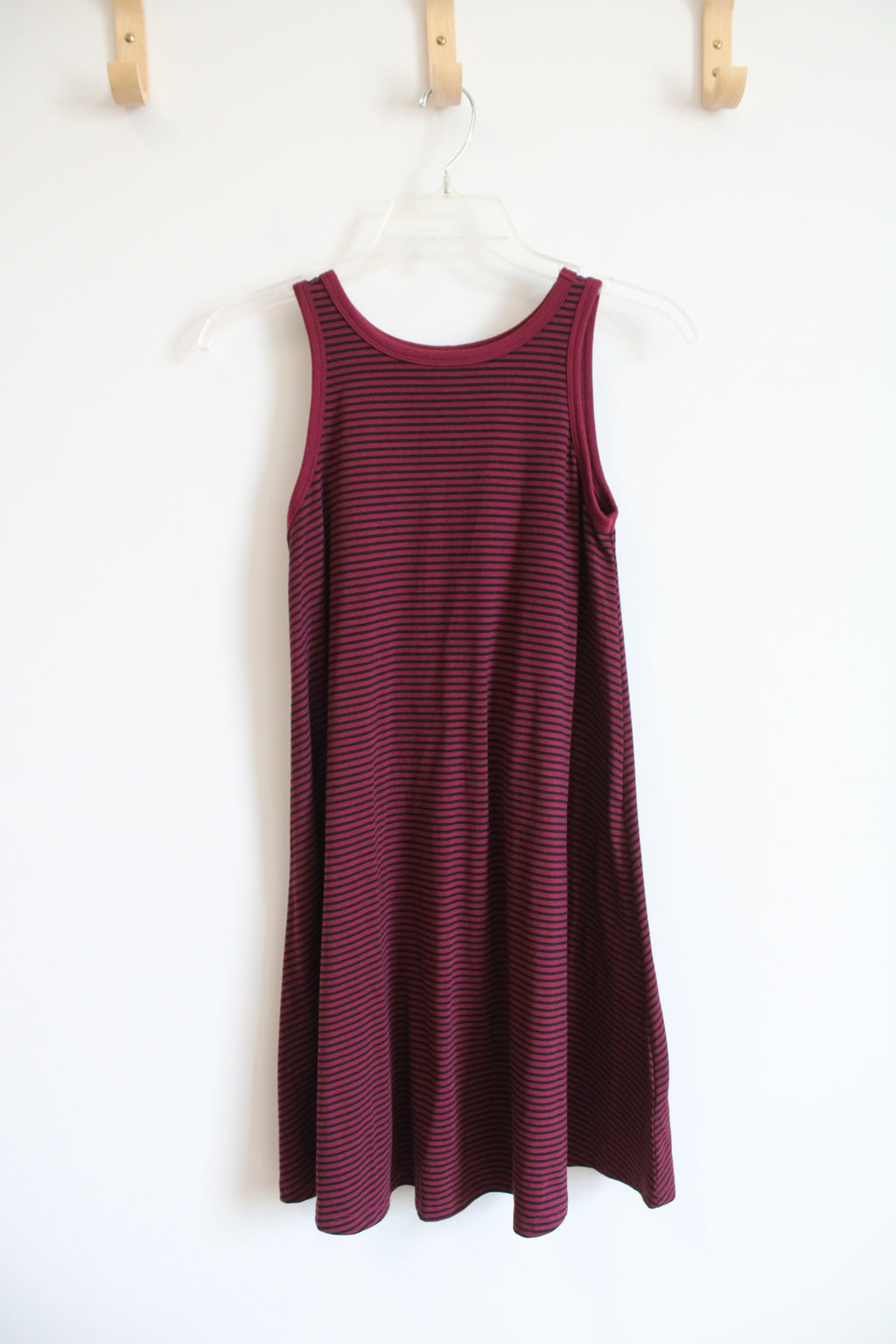Old Navy Maroon & Black Striped Knit Tank Dress | XS