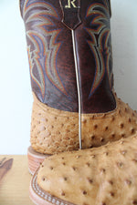 R. Watson Antique #4506-2 Saddle Bruciato Full Quill Ostrich Boots | Size 12 EE