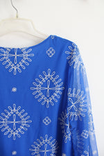 Alfani Blue & White Embroidered Top | XL