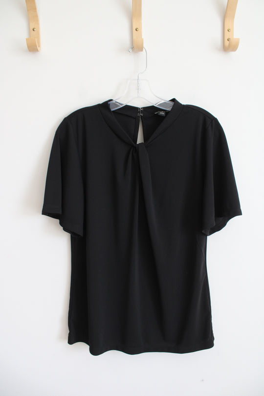 Ann Taylor Black Knotted Neckline Top | M