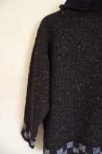 Roisin Ouoh Burgundy Wool Knit Checkered Mock Neck Sweater | L