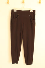 NEW Soho Apparel Brown Cropped Pull-on Fitted Dress Pants | M-P