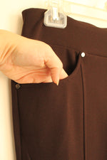 NEW Soho Apparel Brown Cropped Pull-on Fitted Dress Pants | M-P