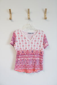 Jason Maxwell Pink & White Patterned Top | S