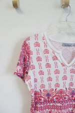 Jason Maxwell Pink & White Patterned Top | S