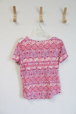 Jason Maxwell Pink & White Patterned Top | S