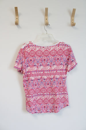 Jason Maxwell Pink & White Patterned Top | S