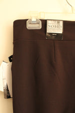 NEW Soho Apparel Brown Cropped Pull-on Fitted Dress Pants | M-P