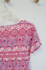 Jason Maxwell Pink & White Patterned Top | S