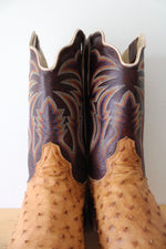 R. Watson Antique #4506-2 Saddle Bruciato Full Quill Ostrich Boots | Size 12 EE