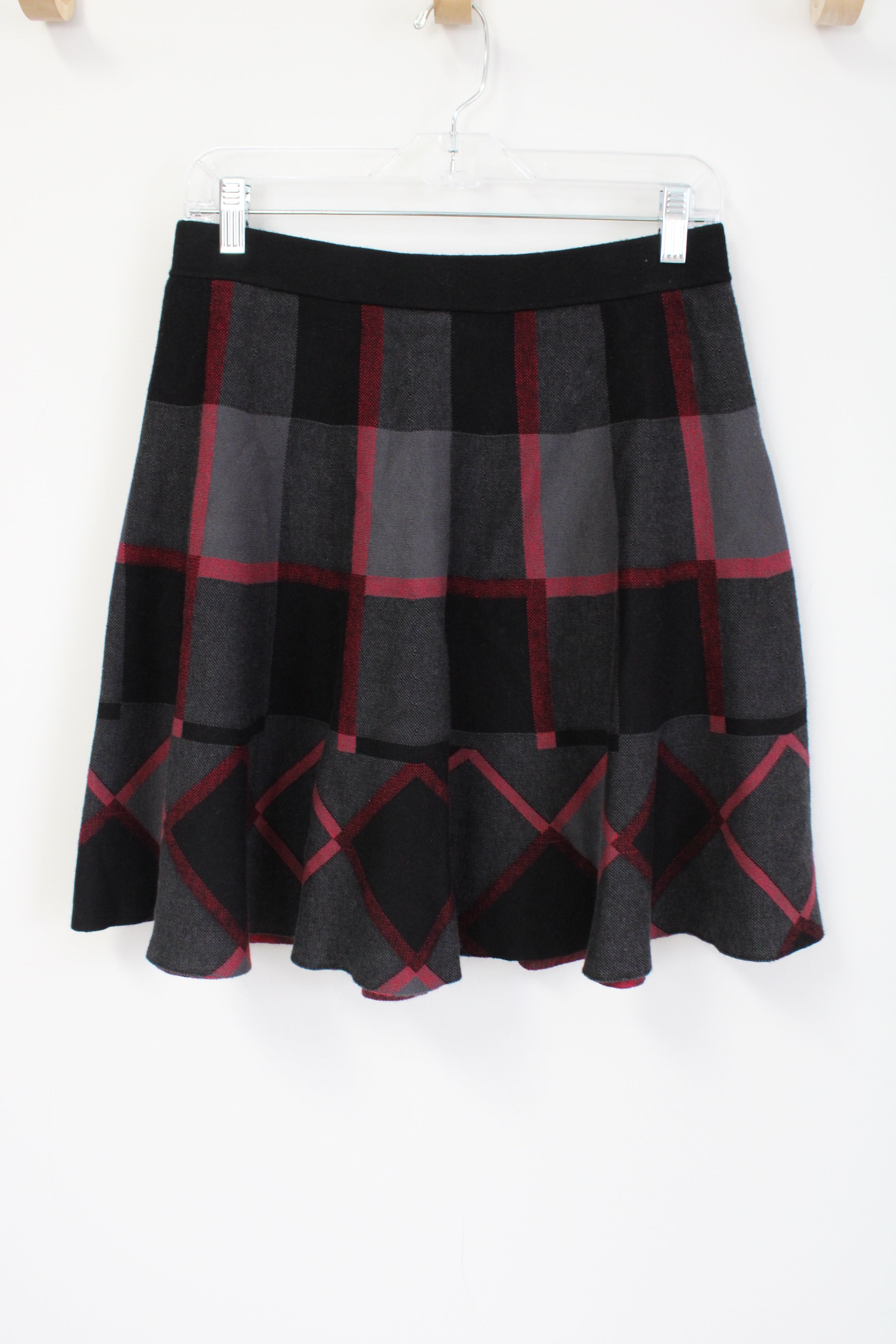 Grace Elements Black Gray Red Knit Skirt | M