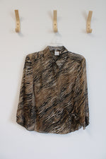 Emma James Brown Sheer Tiger Stripe Wrap Top | 14 Petite