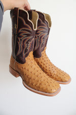 R. Watson Antique #4506-2 Saddle Bruciato Full Quill Ostrich Boots | Size 12 EE