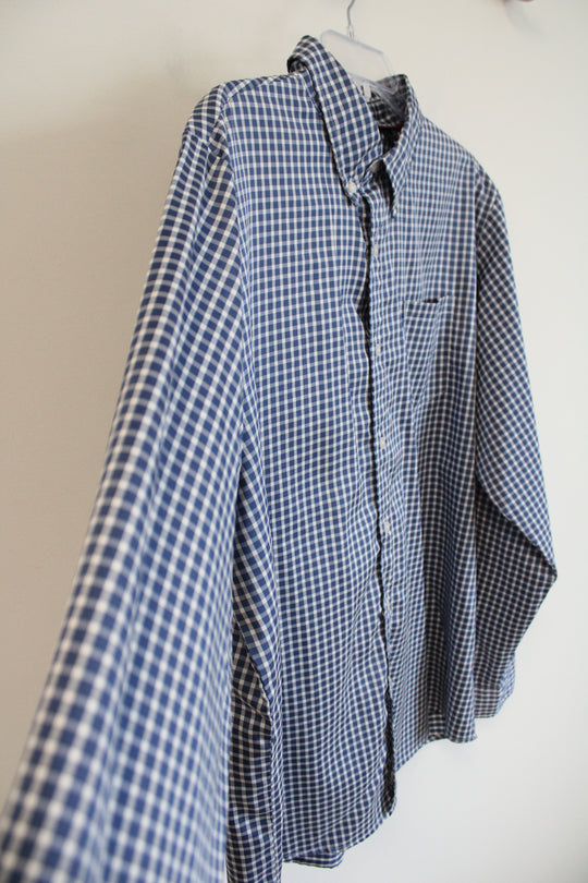Wrangler Performance Blue & White Checkered Button Down Shirt | XL