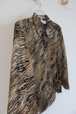 Emma James Brown Sheer Tiger Stripe Wrap Top | 14 Petite