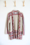 Lucky Brand Tan Red & Blue Aztec Cardigan | S