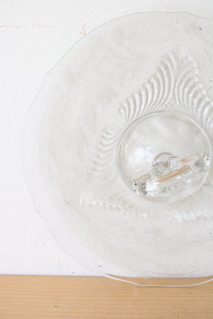 Etched Clear Glass Center Handle Serving Platter