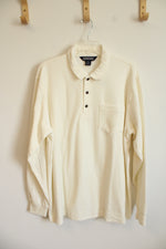 Lands' End Velour Cream Collared Shirt | L