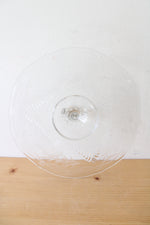 Etched Clear Glass Center Handle Serving Platter