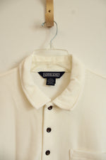 Lands' End Velour Cream Collared Shirt | L