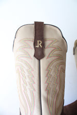 R. Watson #8221-2 Chocolate Brown & Ivory Roughout Cowhide Boots | Size 12 EE