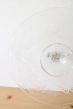 Etched Clear Glass Center Handle Serving Platter