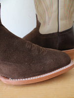 R. Watson #8221-2 Chocolate Brown & Ivory Roughout Cowhide Boots | Size 12 EE