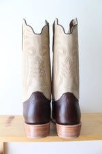 R. Watson #8221-2 Chocolate Brown & Ivory Roughout Cowhide Boots | Size 12 EE