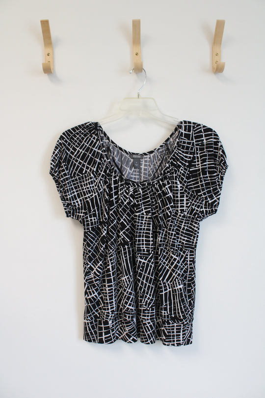 Kenneth Cole Reaction Black & White Patterned Top | M