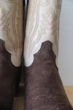 R. Watson #8221-2 Chocolate Brown & Ivory Roughout Cowhide Boots | Size 12 EE
