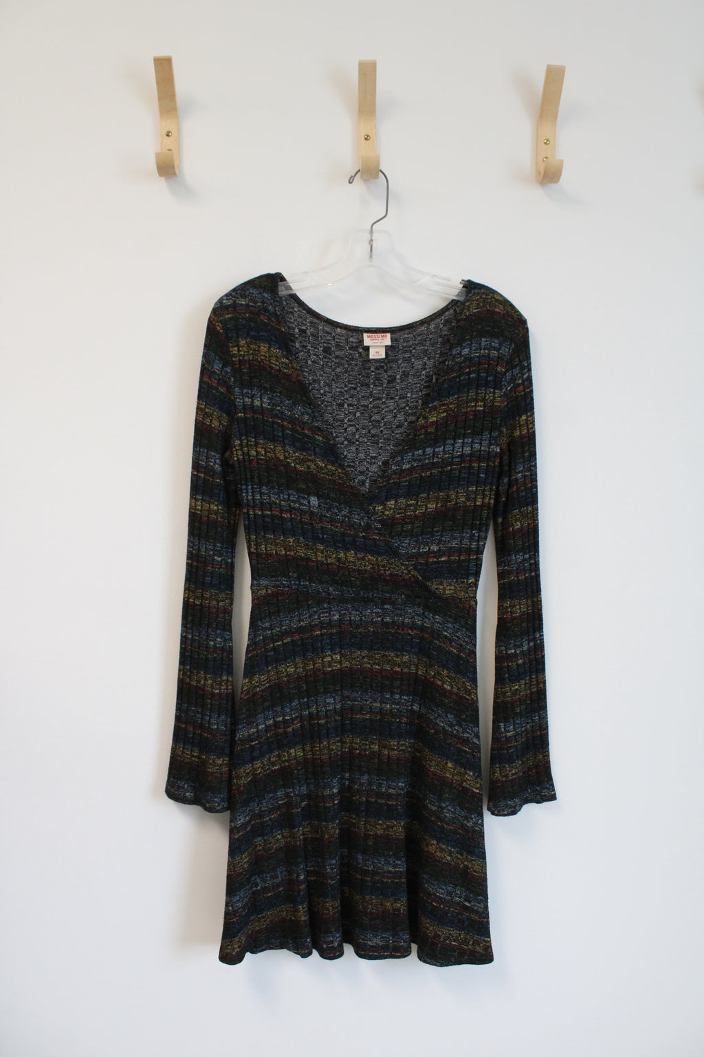 Mossimo Black Colorful Ribbed Long Sleeved Dress | XS