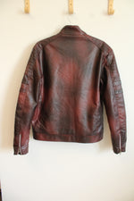 Maroon Faux Leather Sherpa Lined Jacket | XS