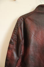 Maroon Faux Leather Sherpa Lined Jacket | XS