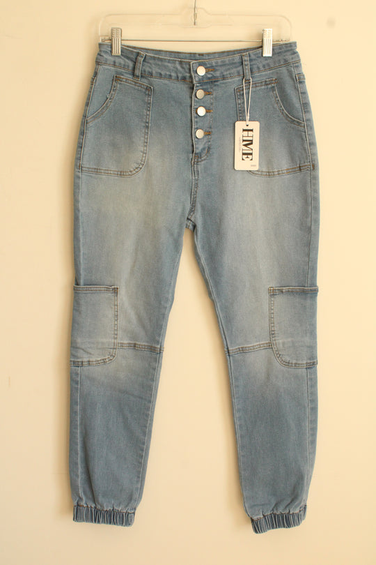New HME Light Wash Cargo Jogger Pants | L