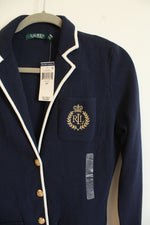 NEW Ralph Lauren Navy Blue Knit Blazer Sweater | S