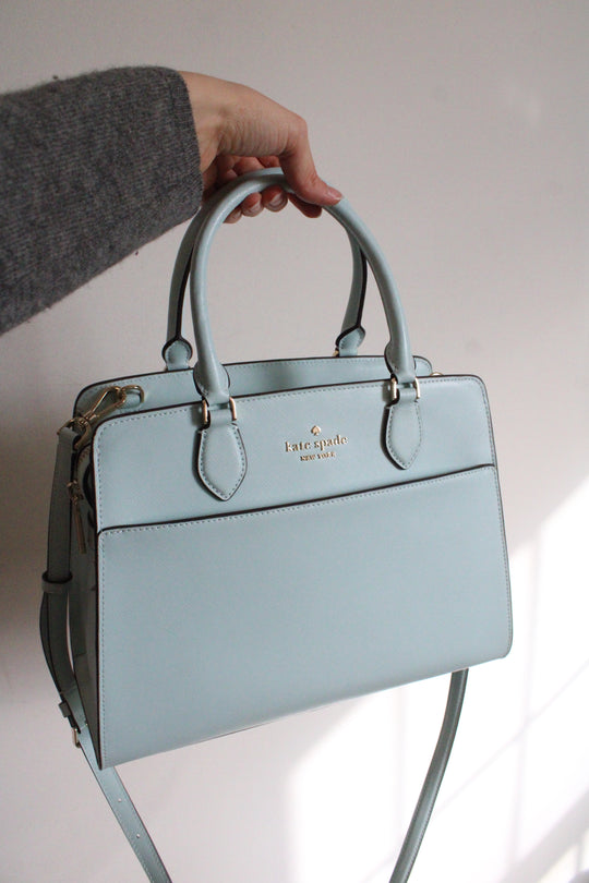 Kate Spade Madison Saffiano Leather Medium TopZip Blue Glow Satchel Bag
