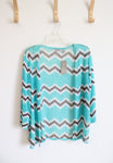 NEW Chico's Blue Chevron Lightweight Cardigan | 2 (L)