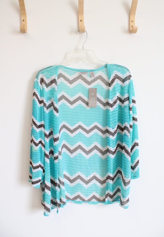 NEW Chico's Blue Chevron Lightweight Cardigan | 2 (L)