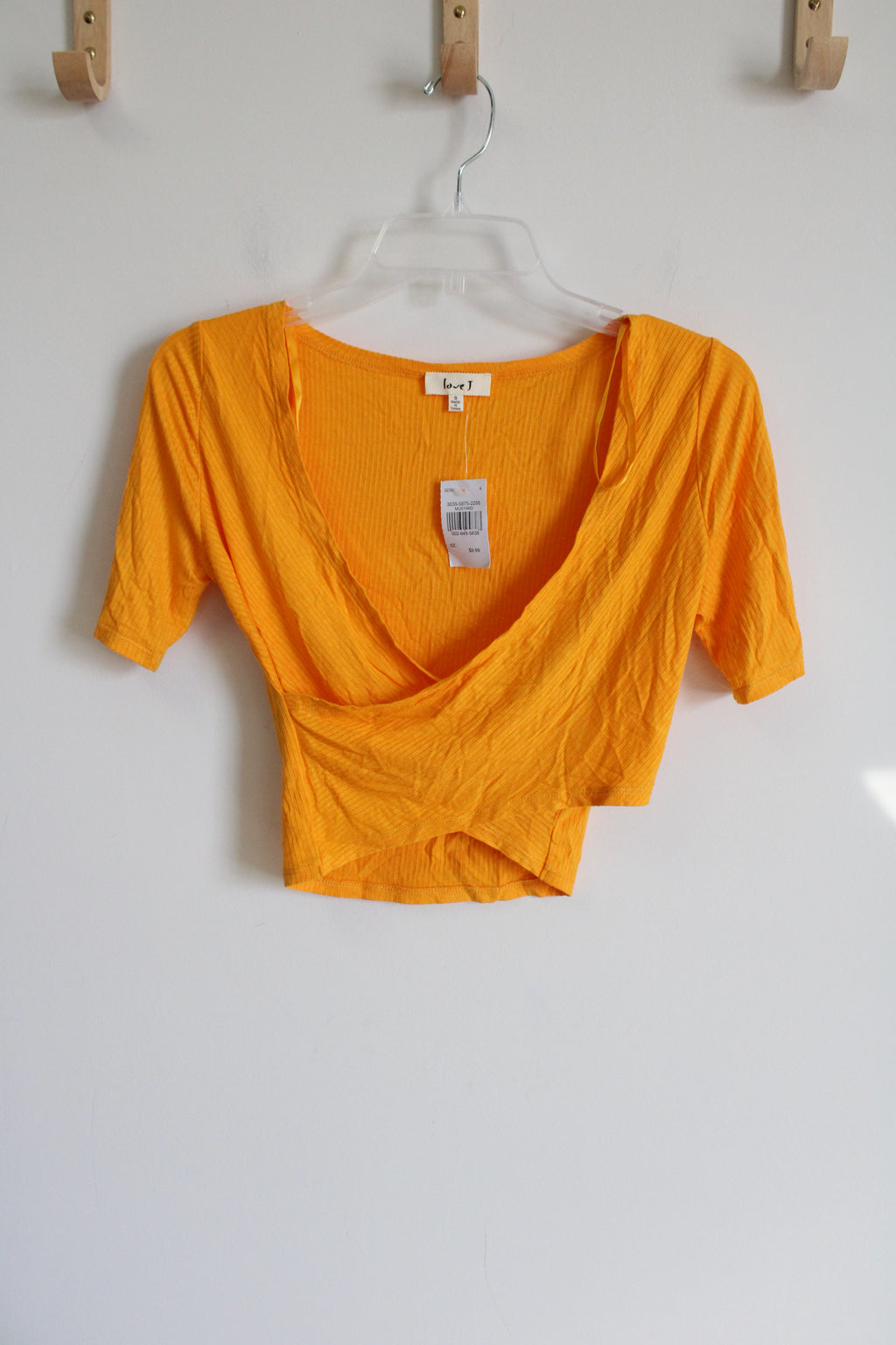 NEW Love J Yellow Ribbed Wrap Crop Top | S