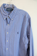 Ralph Lauren Classic Fit Blue & White Striped Button Down Shirt | XL