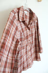 Christopher & Banks Orange Brown Plaid Button Down Shirt | XL