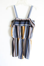 Almost Famous Blue Yellow Striped Romper | M