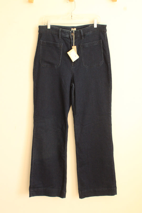 NEW Faherty Indigo Wash Front Pocket Wide Leg Jeans | 16
