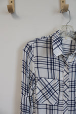 Laju Blue & White Plaid Button Down Top | XS