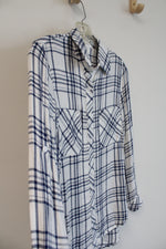 Laju Blue & White Plaid Button Down Top | XS