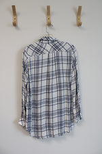 Laju Blue & White Plaid Button Down Top | XS