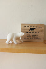 Star Marble White Hand Carved Polar Bear Figurine