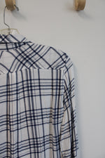 Laju Blue & White Plaid Button Down Top | XS