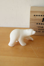 Star Marble White Hand Carved Polar Bear Figurine